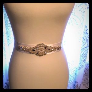 Formal crystal sash belt